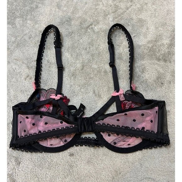 Victoria’s Secret LOVE&LEMONS Zinnia Embroidered Underwire 32C💕Bra Black Floral - Picture 3 of 4